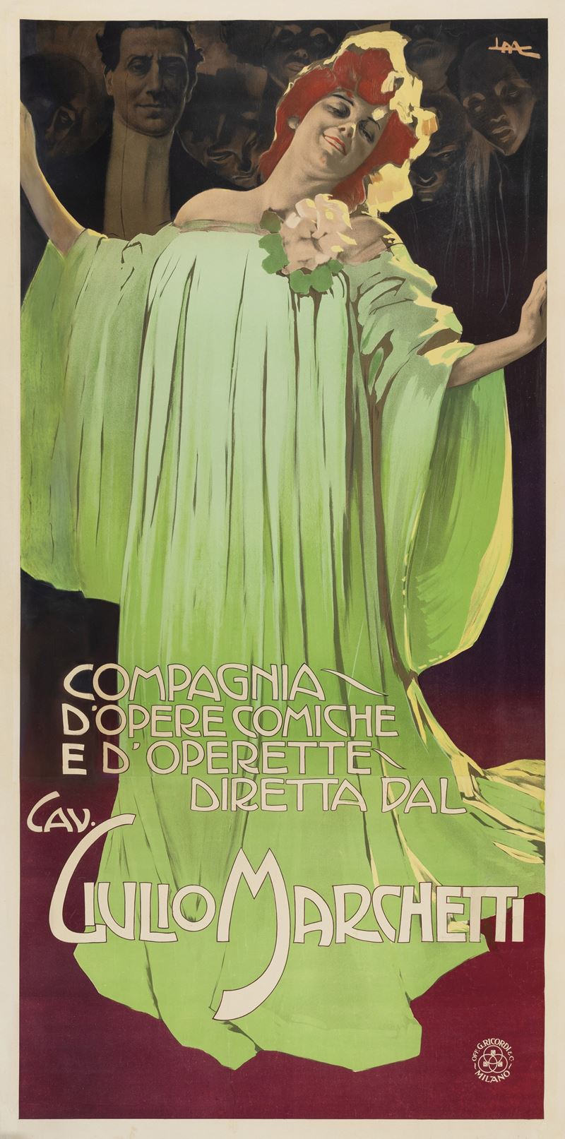 Leopoldo Metlicovitz : Compagnia d'Opera Comiche - Giulio Marchetti  - Auction Vintage Posters - Cambi Casa d'Aste
