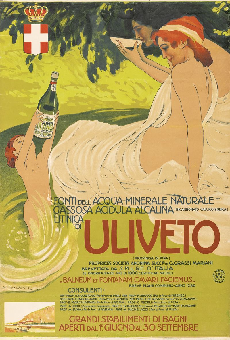 Marcello Dudovich : Acqua Minerale Naturale - Uliveto  - Auction Vintage Posters - Cambi Casa d'Aste