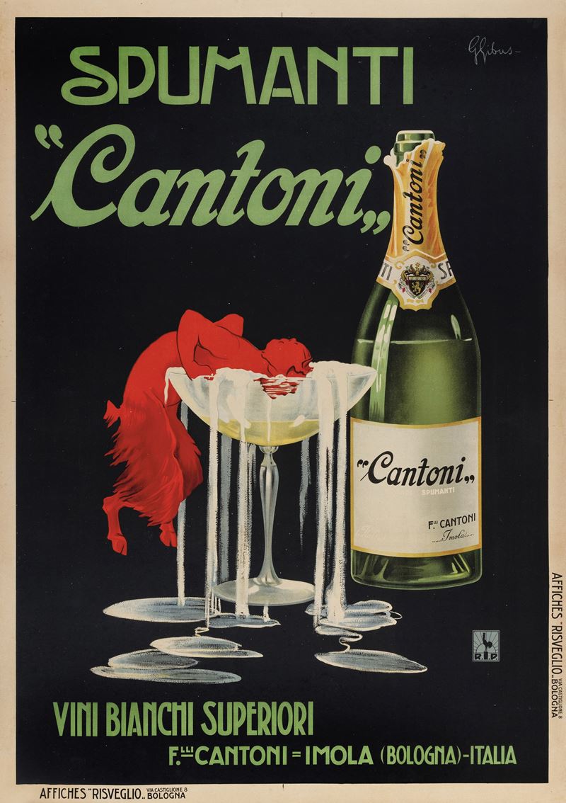 G. Gibus : Spumanti Cantoni, Imola (Bologna)  - Auction Vintage Posters - Cambi Casa d'Aste