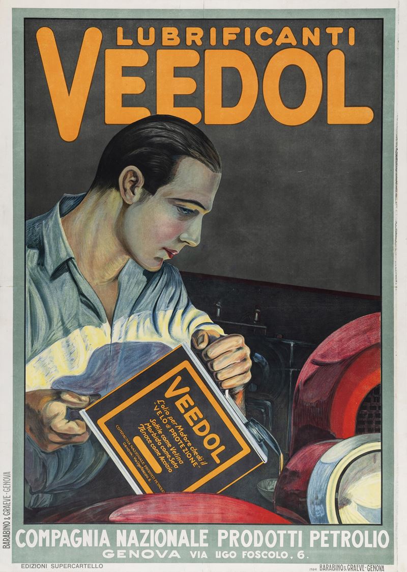 Anonimo : Lubrificanti Veedol, Compagnia Nazionale Prodotti Petrolio, Genova.  - Auction Vintage Posters - Cambi Casa d'Aste