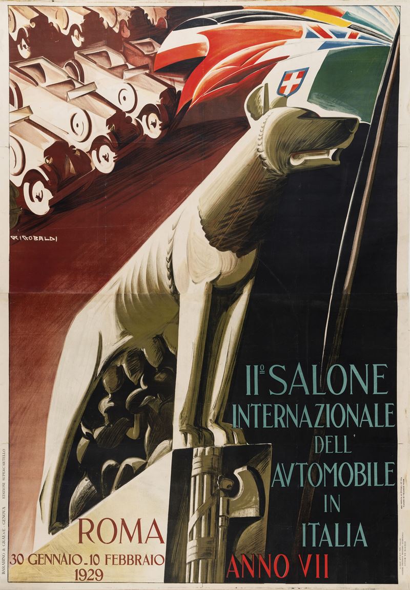 Giuseppe Riccobaldi : Roma, Salone Internazionale dell’ Automobile in Italia  - Auction Vintage Posters - Cambi Casa d'Aste