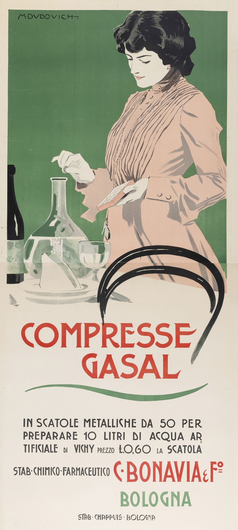 Marcello Dudovich : Compresse Gasal - Bologna  - Auction Vintage Posters - Cambi Casa d'Aste