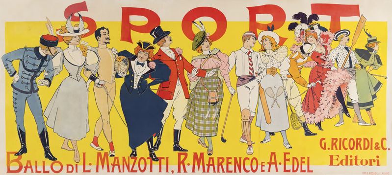Leopoldo Metlicovitz,Manzotti : Sport Ballo di L. Manzotti, R. Marenco e A. Edel  - Auction Vintage Posters - Cambi Casa d'Aste