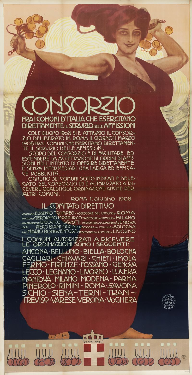 Anonimo : Consorzio affissioni  - Auction Vintage Posters - Cambi Casa d'Aste