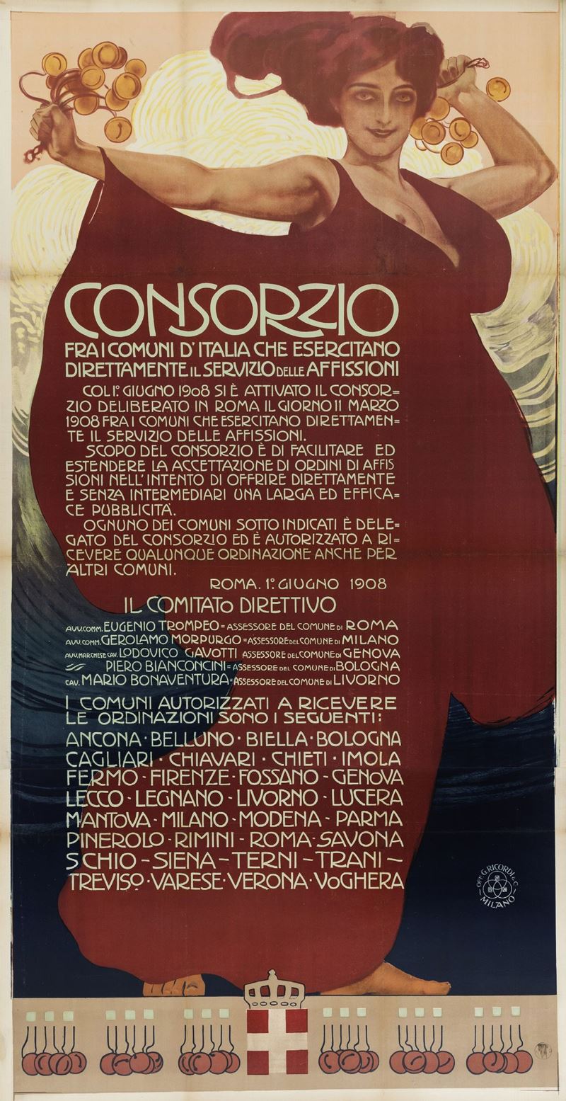 Anonimo : Consorzio affissioni  - Asta Manifesti d'Epoca - Cambi Casa d'Aste