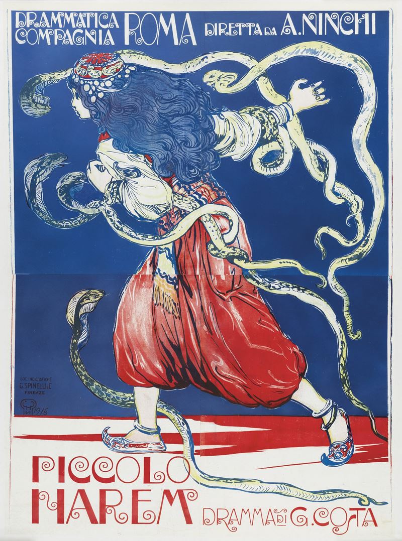 Galileo Chini : Piccolo Harem, Dramma di G. Costa  - Auction Vintage Posters - Cambi Casa d'Aste