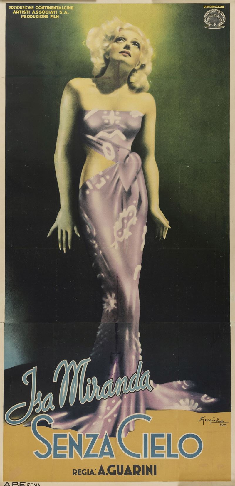 Salvatore Gargiulo : Isa Miranda - Senza Cielo  - Asta Manifesti d'Epoca - Cambi Casa d'Aste