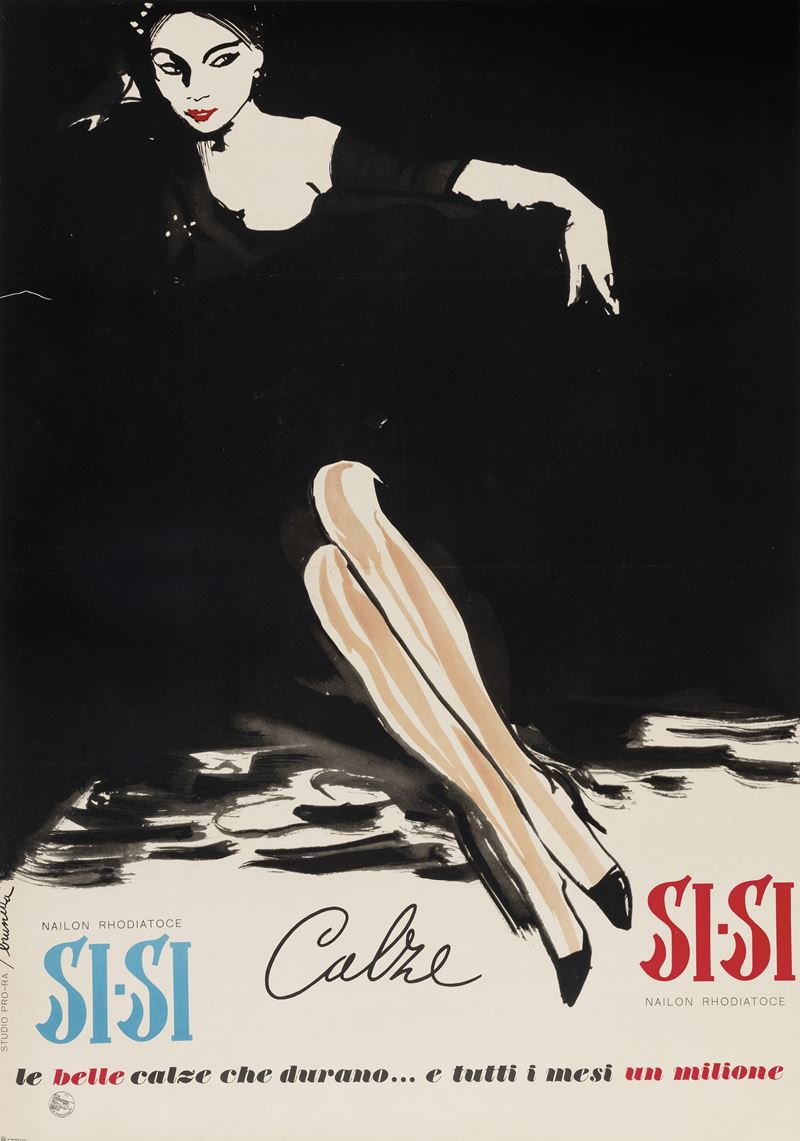 Brunetta Moretti Mateldi : Calze Si-Si  - Auction Vintage Posters - Cambi Casa d'Aste
