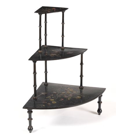 Etagere in Legno Laccato Nero, Francia XIX Secolo