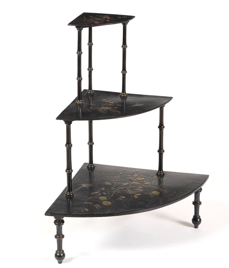 Etagere in legno laccato nero, Francia XIX secolo  - Asta Antiquariato - Cambi Casa d'Aste