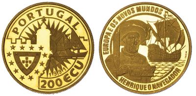 Portogallo. Repubblica. 200 Ecu 1991. Colombo.