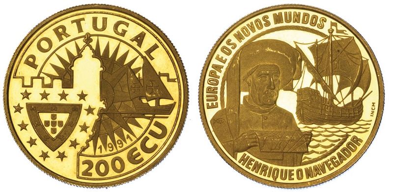 PORTOGALLO. REPUBBLICA. 200 ECU 1991. Colombo.  - Auction Numismatics - I - Cambi Casa d'Aste