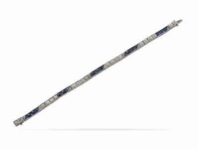 Bracciale in oro bianco 750/1000 con diamanti e zaffiri