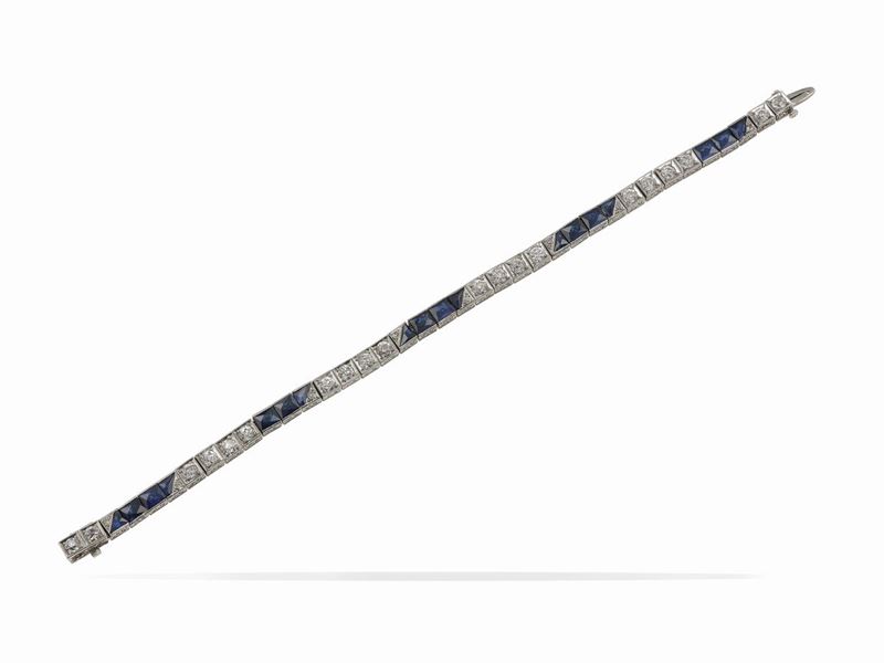 Bracciale con diamanti e zaffiri  - Asta Fine Jewels - Cambi Casa d'Aste