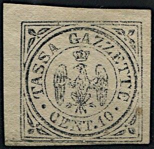 1859, Modena, Segnatasse per Giornali, 10c, Nero (s.5)