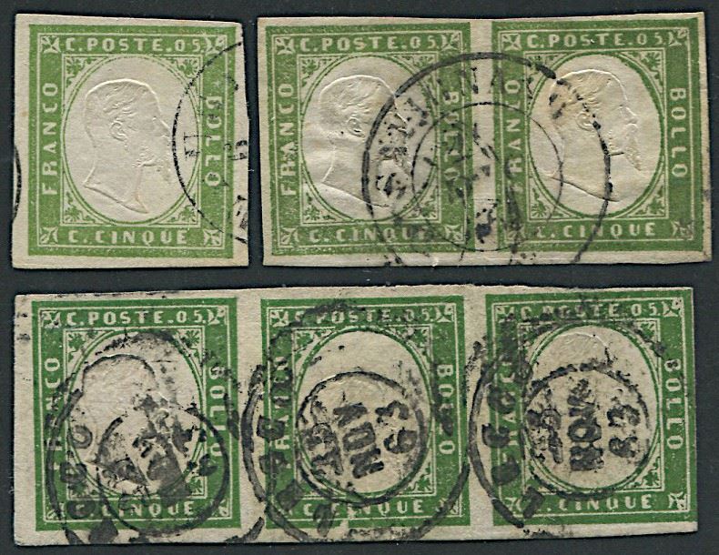 1861/1862, Sardegna, 5c verde oliva chiaro (S. 13 Ca);  - Asta Storia Postale e Filatelia - Cambi Casa d'Aste