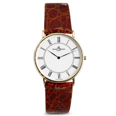 Solo Tempo in Oro Giallo al Quarzo, Quadrante Bianco Numeri Romani, con Scatola e Garanzia, 33 MM