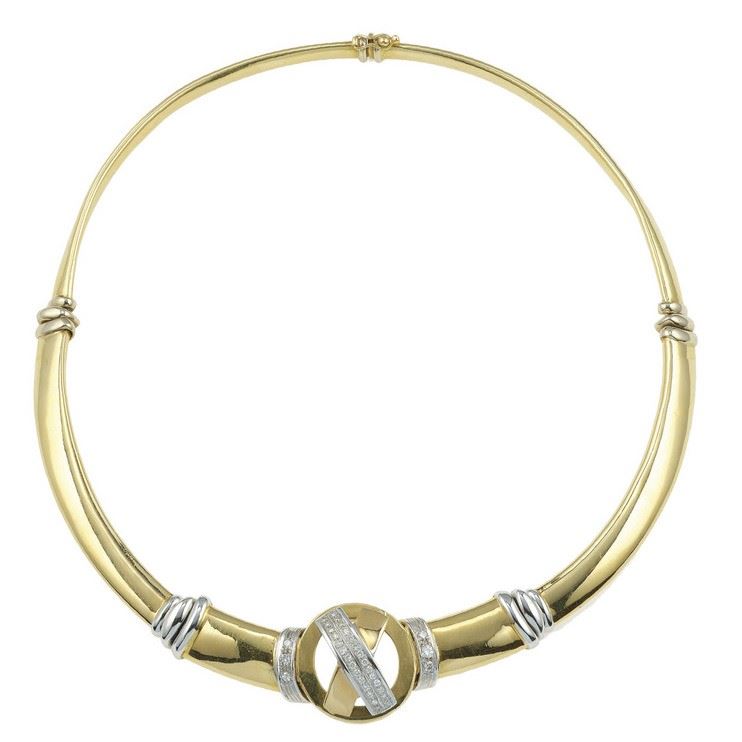 Girocollo semi rigido con diamanti  - Asta Gioielli - Cambi Casa d'Aste