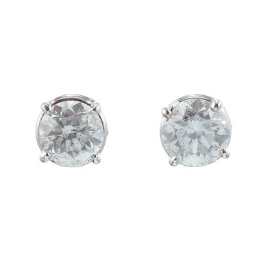 Orecchini in oro bianco 750/1000 con diamanti taglio brillante, 1.08 e 1.25 ct