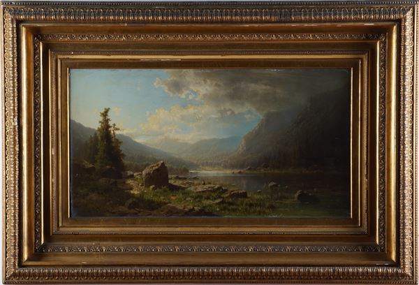 Pittore del XIX-XX secolo Veduta di lago