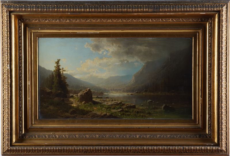 Pittore del XIX-XX secolo Veduta di lago  - olio su tela - Auction Painting of the XIX-XX century - Cambi Casa d'Aste
