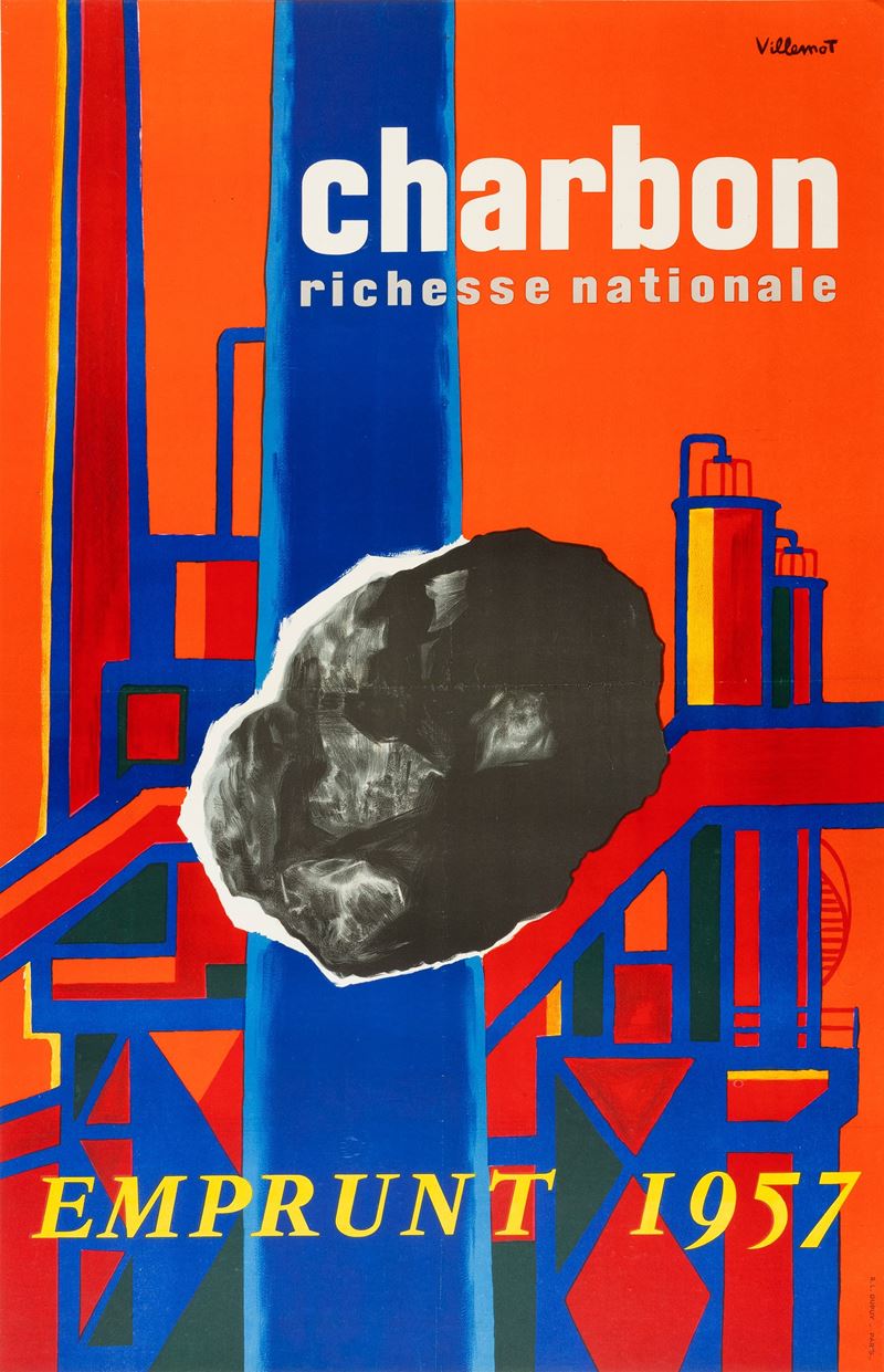 Bernard Villemot : Charbon Emprunt  - Asta POP Culture e Manifesti d'Epoca - Cambi Casa d'Aste
