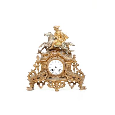 Pendola da Tavolo in Metallo Dorato. XIX-XX Secolo