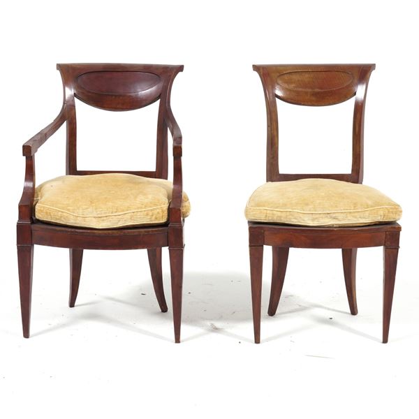 Poltrona e sedia in legno, XIX secolo