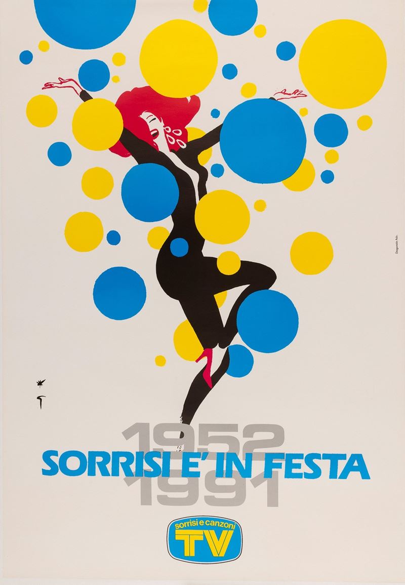 Gruau Ren&#232; : TV - Sorrisi è in Festa  - Auction POP Culture and Vintage Posters - Cambi Casa d'Aste