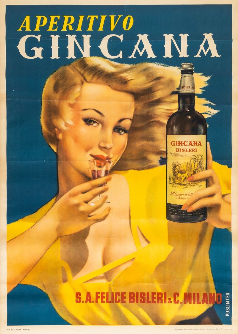 Publinter : Aperitivo Gincana, S.A. Felice Bisleri & C., Milano  - Auction POP Culture and Vintage Posters - Cambi Casa d'Aste