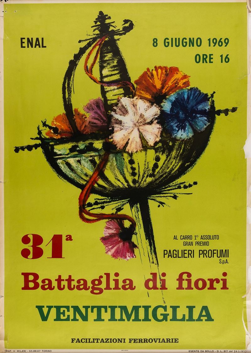 Anonimo : 31ª Battaglia di fiori - Ventimiglia  - Auction POP Culture and Vintage Posters - Cambi Casa d'Aste