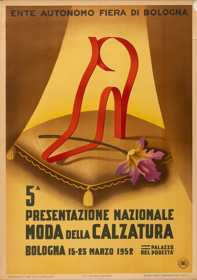 Emidio Adriani : 5a Presentazione Nazionale, Moda della Calzatura - Bologna - ENIT  - Auction POP Culture and Vintage Posters - Cambi Casa d'Aste