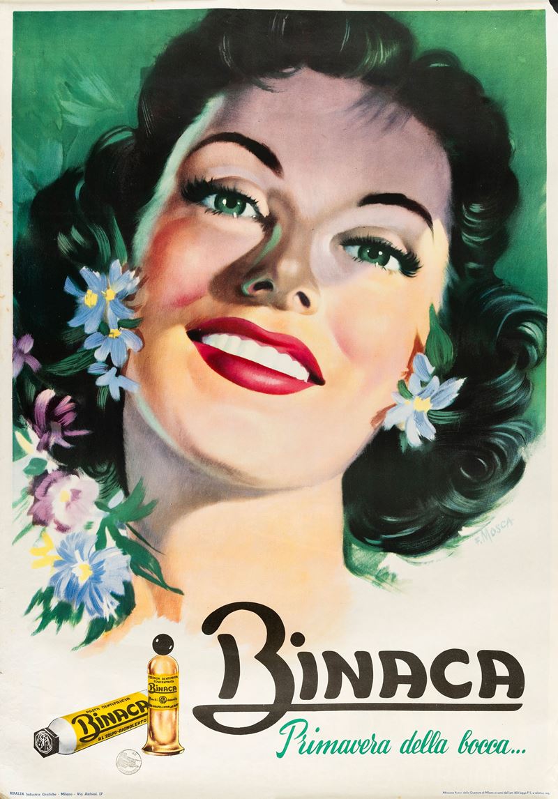 Franco Mosca : Dentifricio Binaca  - Auction POP Culture and Vintage Posters - Cambi Casa d'Aste