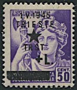 1945, Trieste Occupazione Jugoslava, “Monumenti Distrutti”, cent. 50  - Auction Postal History and Philately - Cambi Casa d'Aste