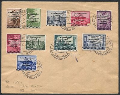 1941, Lubiana, Posta Aerea, Busta Non Viaggiata Affrancata con la Prima Serie di P. Aerea