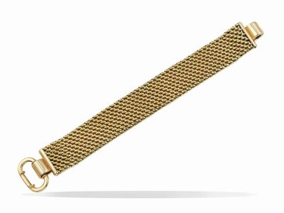 Bracciale con chiusura a fibbia, montatura in oro giallo 750/1000