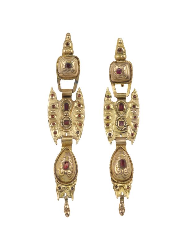 Pair of paste and gold earrings