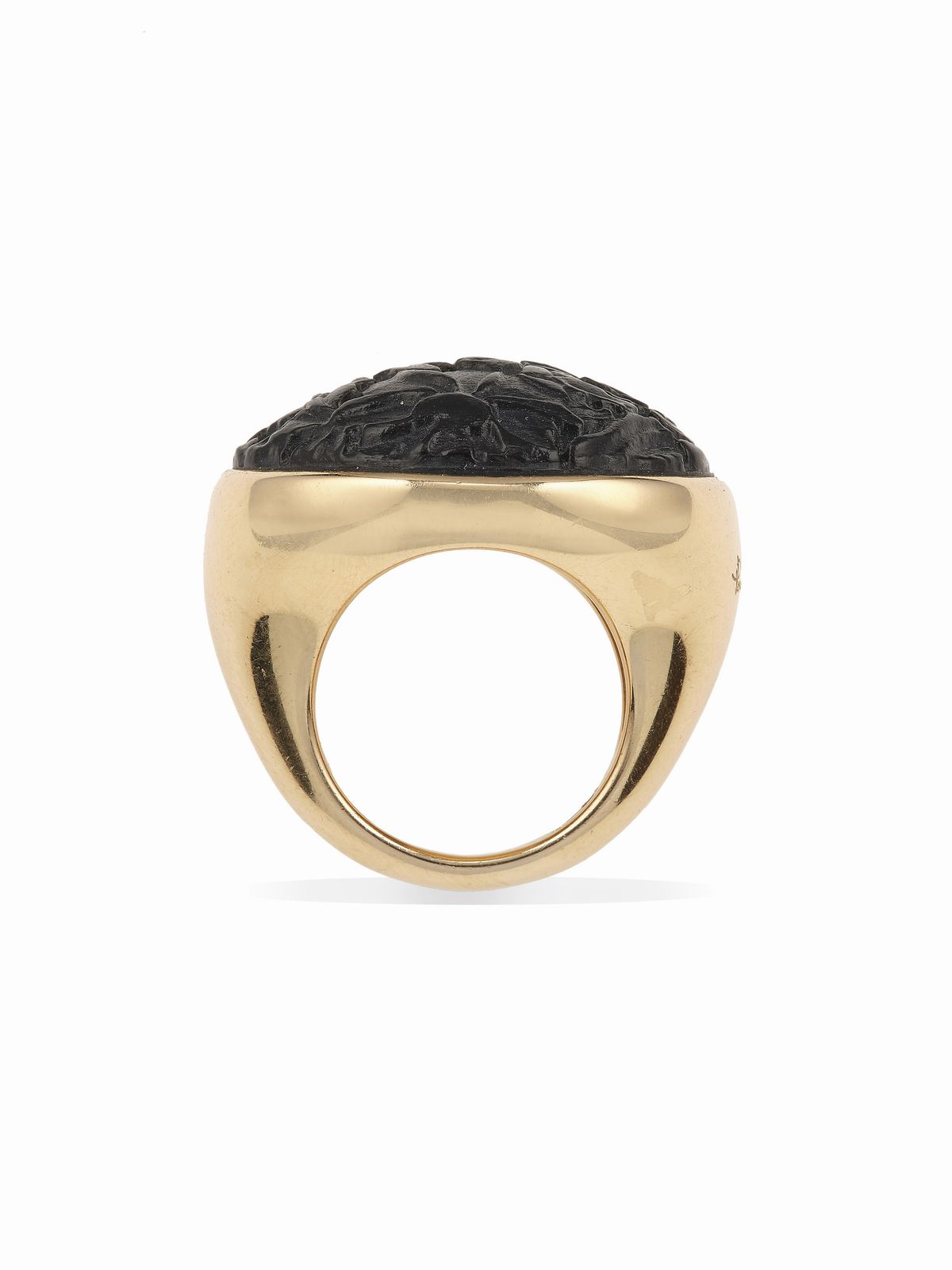 Montatura in oro rosa 750/1000, Anello “Victoria” con giaietto inciso e diamante