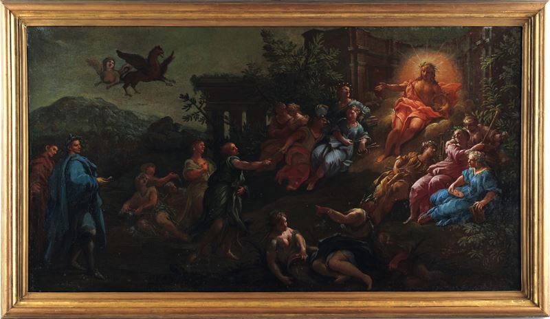 Scuola del XVIII secolo Parnaso  - olio su tela - Auction Old Master Paintings - Cambi Casa d'Aste