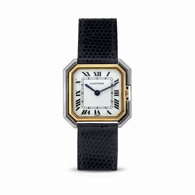 Elegante Ceinture Lady in Oro Bianco e Giallo 18k a Carica Manuale Quadrante Bianco con Numeri Ro...