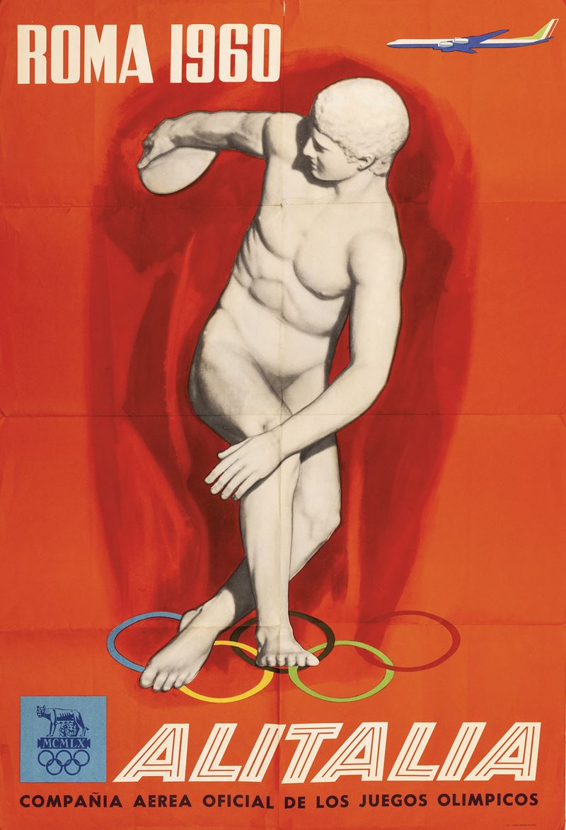 Anonimo : Alitalia - Olimpiadi Roma 1960  - Asta Manifesti d'Epoca - Cambi Casa d'Aste