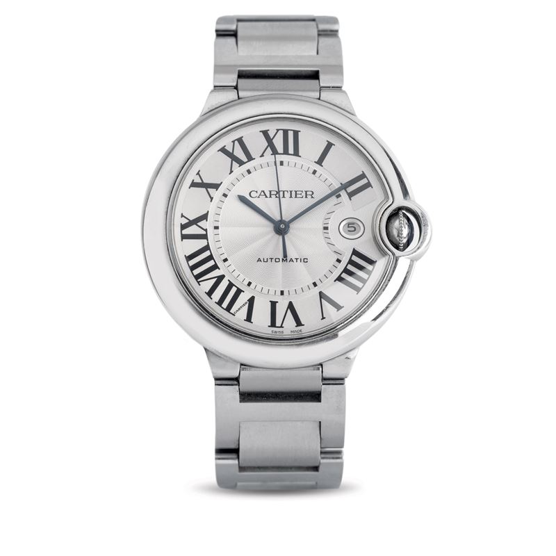 Cartier : Sporty Balloon Bleu automatic with Argentè dial and Roman numerals, date display and bracelet with retractable clasp  - Auction Watches - Cambi Casa d'Aste