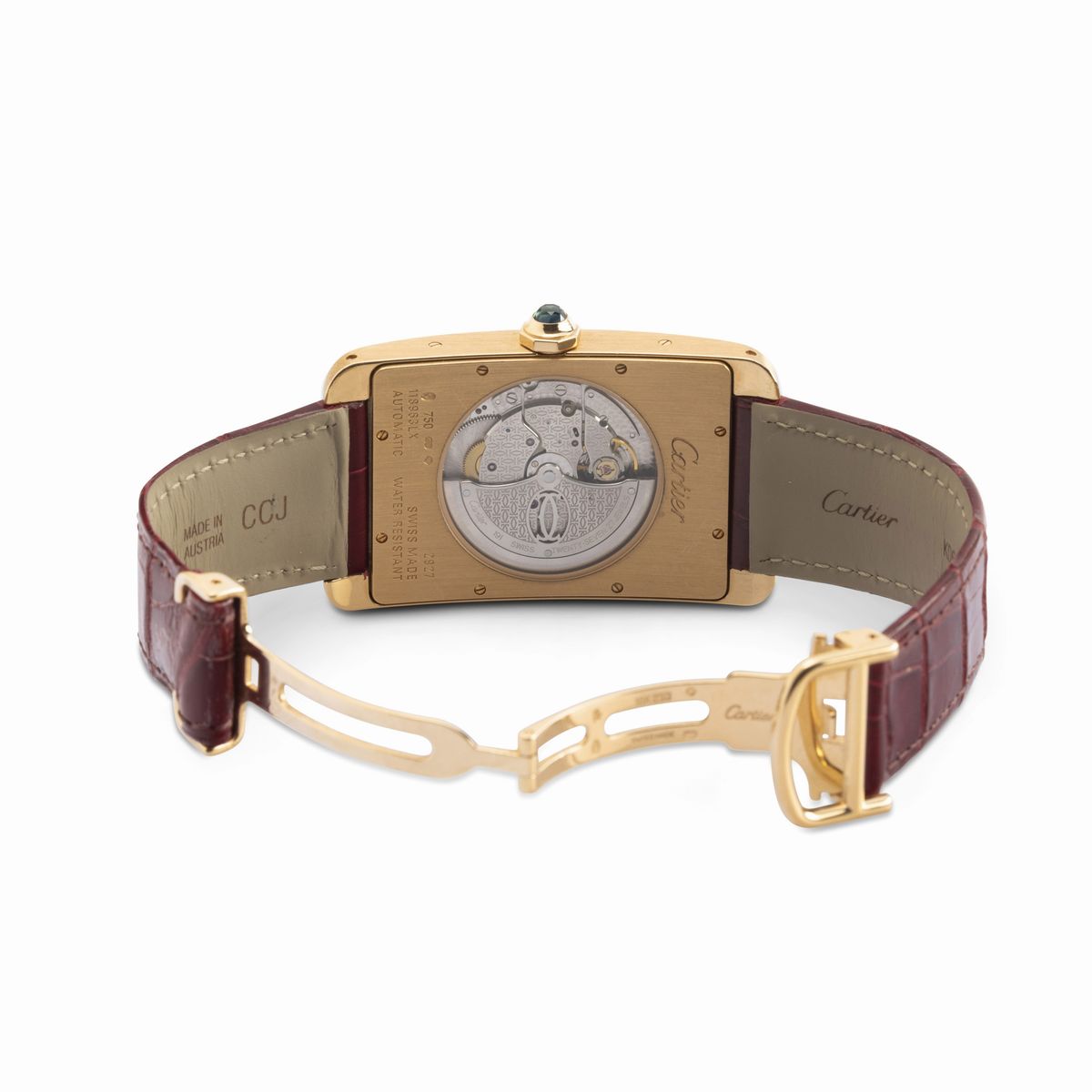 Cartier - Grande Orologio Tank Americaine XL in Oro Rosa 18k, Quadrante Argentè Flinquè con Numer...