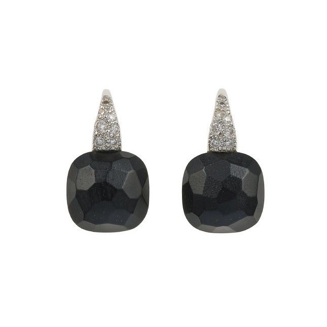 Pair of onyx and diamond earrings. Signed Pomellato  - Auction Jewels - Cambi Casa d'Aste