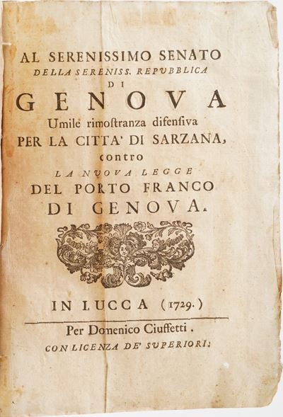 Genova-giuridica-economia. Umile Rimostranza Difensiva per la Città di Sarzana Contro la Nuova Le...