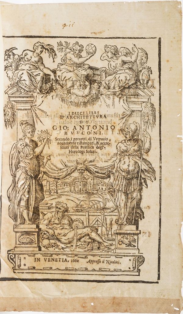 Rusconi Giò Antonio.   I dieci libri di architettura...in Venezia, Nicolini 1660.