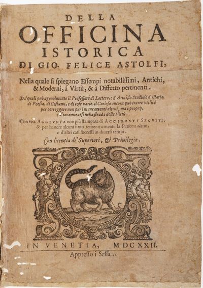 Astolfi Giò Felice, Della officina Historica, In Venetia, Sessa, 1622