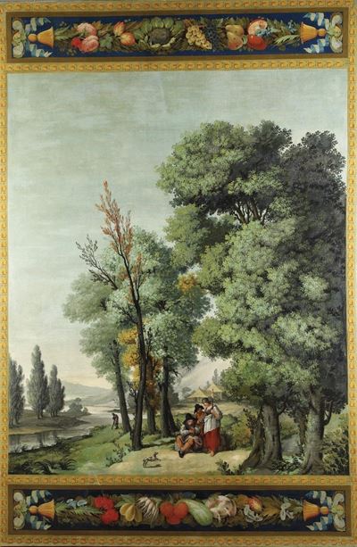 Anonimo del XIX Secolo Paesaggio Fluviale con Figure