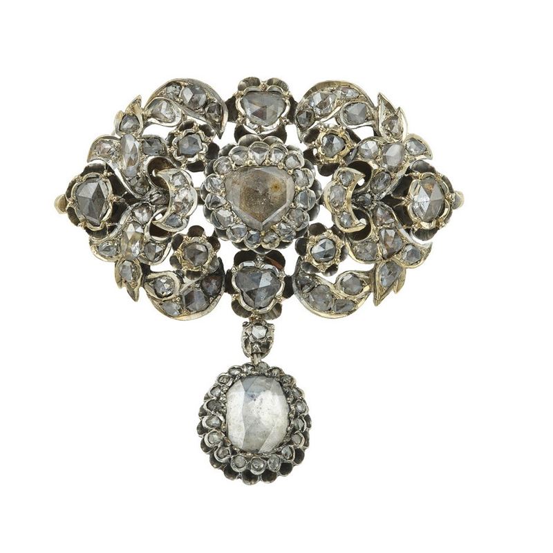 Rose-cut diamond and gold brooch  - Auction Fine Jewels - Cambi Casa d'Aste