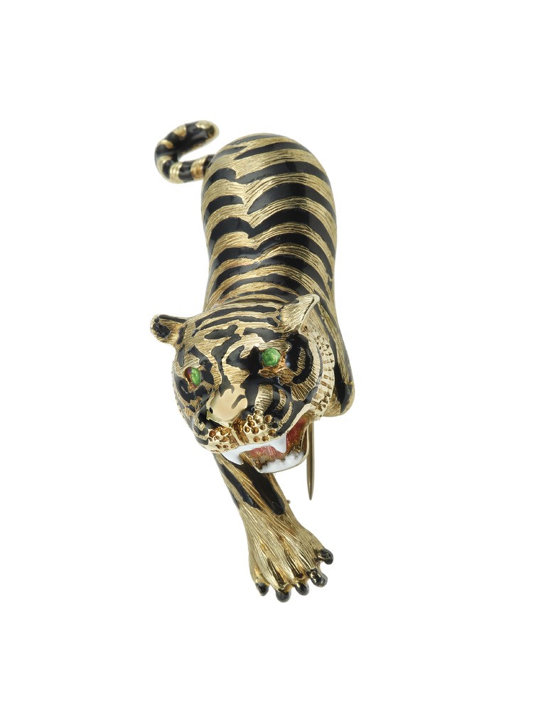 Martine, Spilla a forma di tigre con smalti policromi
